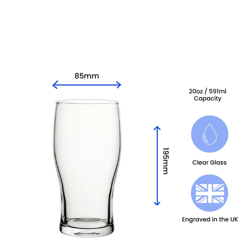 Happy 20th Birthday Balloon Design - Engraved Novelty Tulip Pint Glass