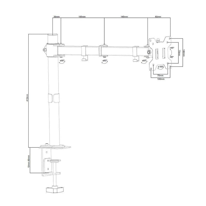 ProperAV Desk Monitor Mount 17" - 34" Swing Arm VESA Max 100x100