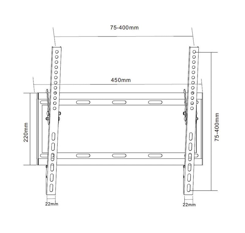 ProperAV Flat TV Wall Bracket (32" - 55" / 35kg Capacity / VESA Max. 400x400)