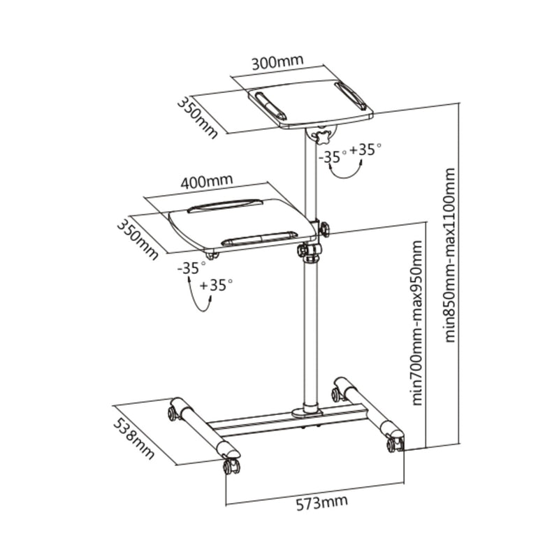 ProperAV Mobile Desk Workstation & Projector Stand - White