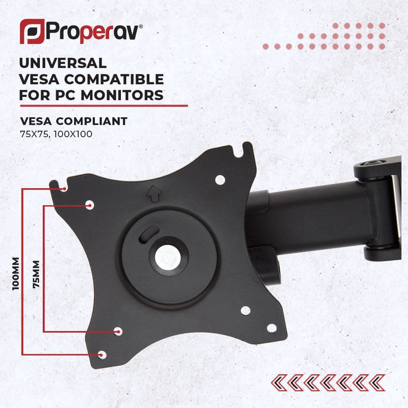 ProperAV Desk Monitor Mount 17" - 32" Dual Articulated Swing Arm VESA Max 100x100