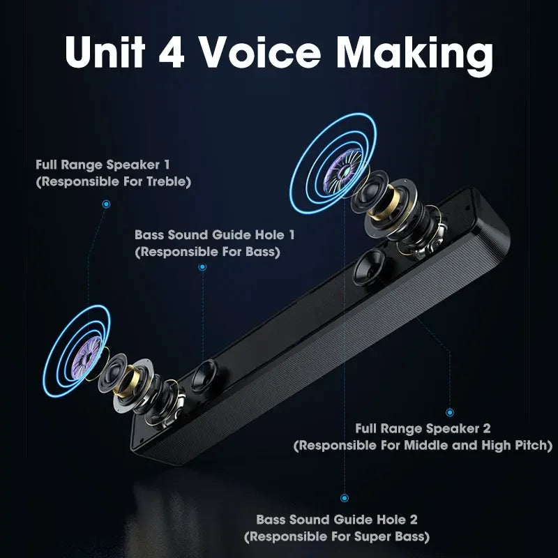 PC Soundbar – Bluetooth & USB Speaker for TV, Laptop & Gaming