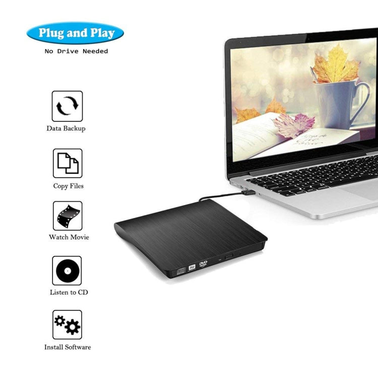 Brushed Texture USB 3.0 POP-UP Mobile External DVD-Rw DVD / CD Rewritable Drive External ODD & HDD Device, Brushed Texture DVD(B)