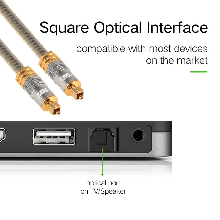 EMK YL-A 20m OD8.0mm Gold Plated Metal Head Toslink Male to Male Digital Optical Audio Cable, Length: 20m