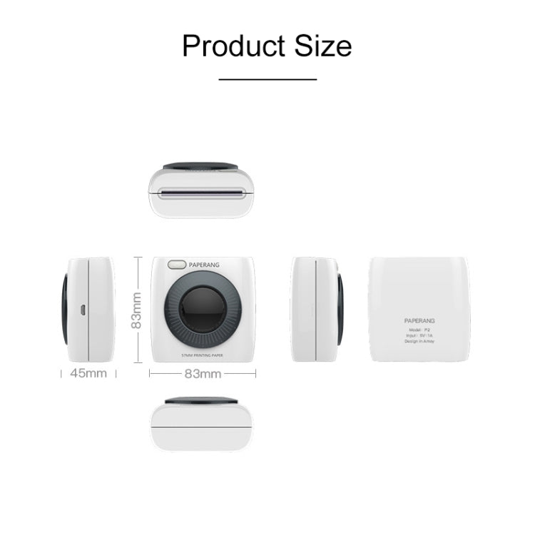 PAPERANG P2 Portable Bluetooth Printer Thermal Photo Phone Wireless Connection Printer, P2 White