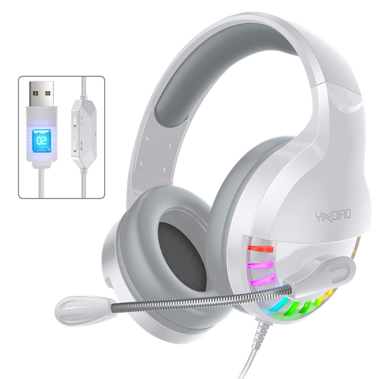 YINDIAO Q2 Head-mounted Wired Gaming Headset with Microphone, Version: Single USB Sound Card, Q2 Single USB Sound Card(White)