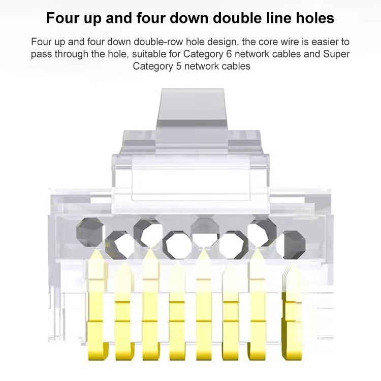 10pcs Cat6e Unshielded Pass Through RJ45 Connector Modular Plug, Cat6e Unshielded Pass