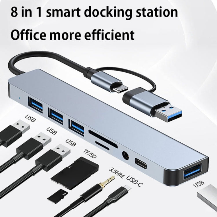 BYL-2218TU 8 in 1 USB + USB-C / Type-C to USB Multifunctional Docking Station HUB Adapter, BYL-2218TU