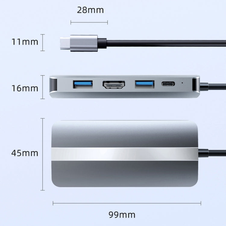 BYL-2109 5 in 1 USB-C / Type-C to USB Multifunctional Docking Station HUB Adapter, BYL-2109