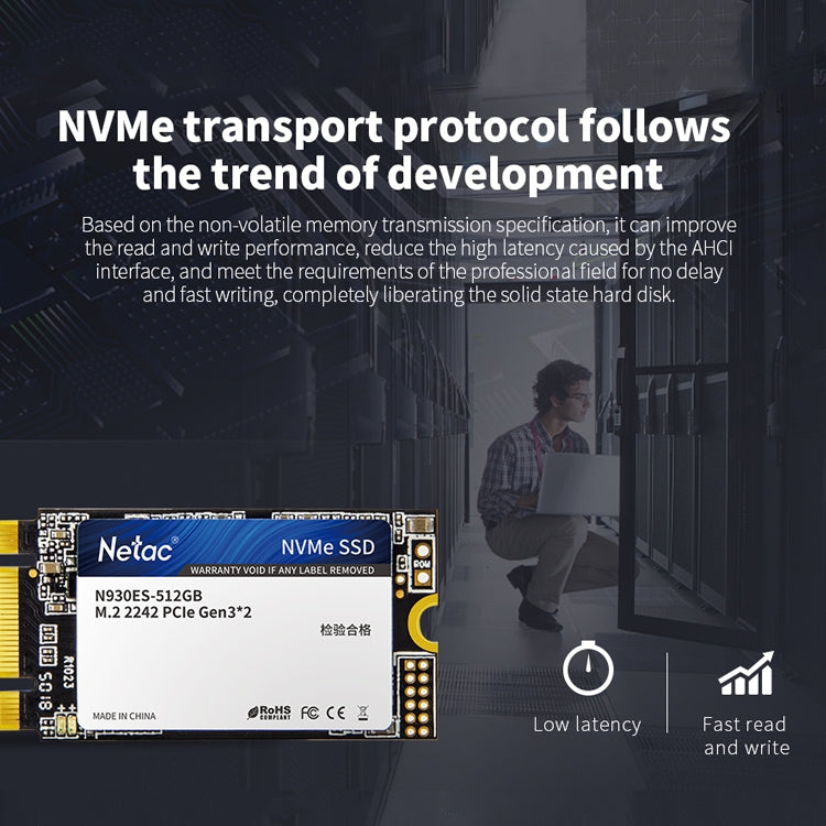 Netac N930ES 512GB M.2 2242 PCIe Gen3x2 Solid State Drive, 512GB