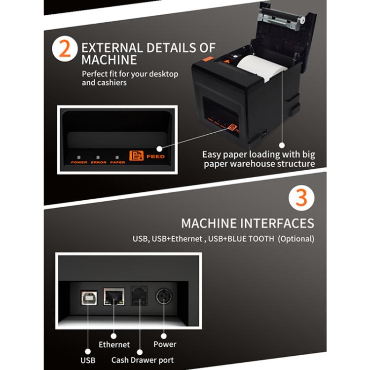 ZJ-8360 USB Auto-cutter 80mm Thermal Receipt Printer, ZJ-8360 USB
