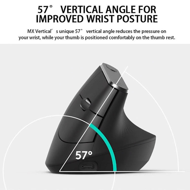 Logitech MX Vertical 4000DPI USB-C / Type-C + Unifying + Bluetooth Three-mode Ergonomic Wireless Vertical Optical Mouse, MX Vertical