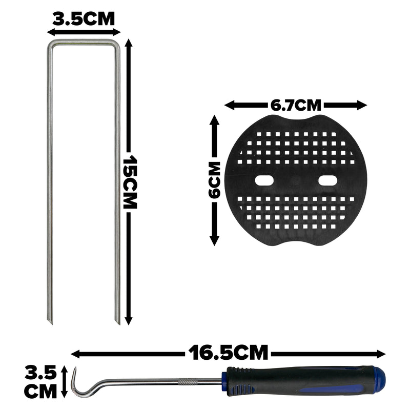 Metal Pegs (6"/150mm) with Buffer Washer and Blue Removal Tool Set