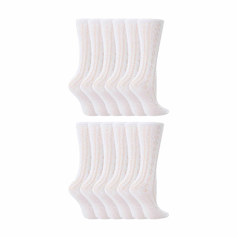 12 Pair Soft Cotton Rich Knee High White Uniform Kids Socks for School