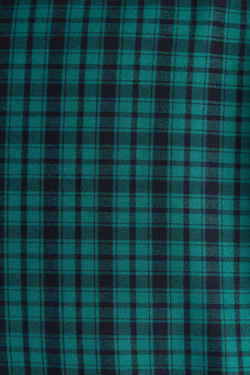Sassa Winter Gingham Tiered Mini Dress in Green and Black
