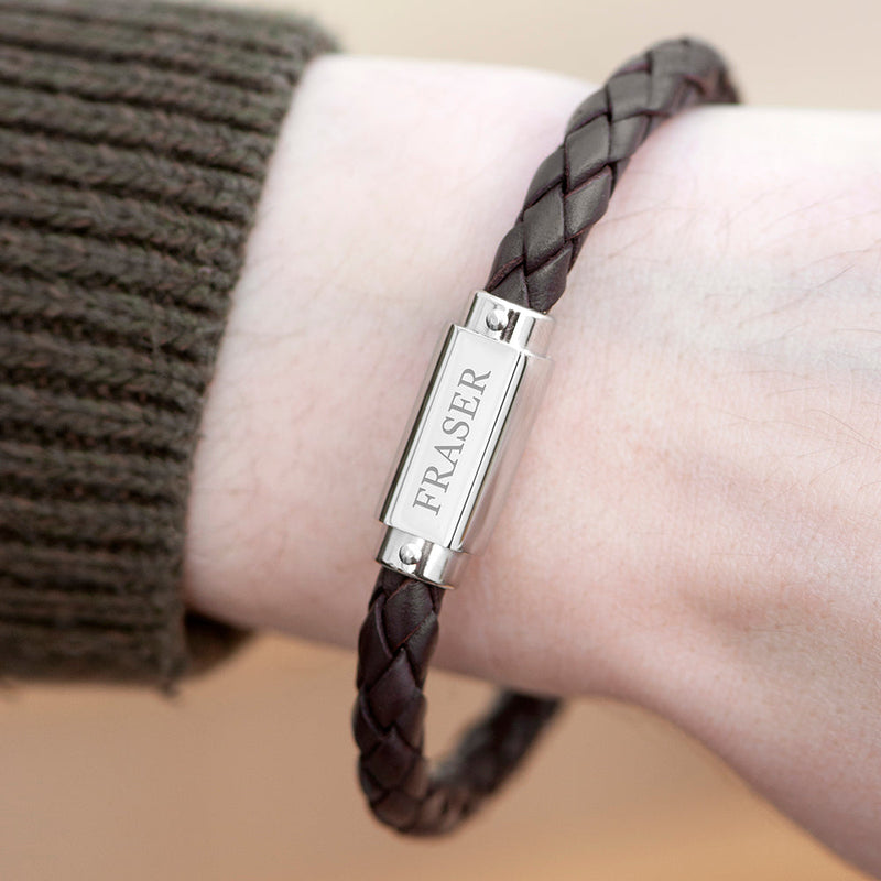 Personalised Luxury Men's Leather Bracelet