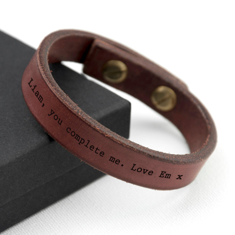 Personalised Men's Brown Leather Bracelet
