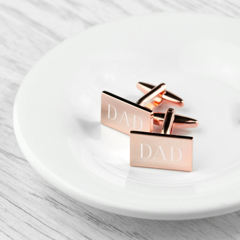 Personalised Rose Gold Plated Rectangle Cufflinks