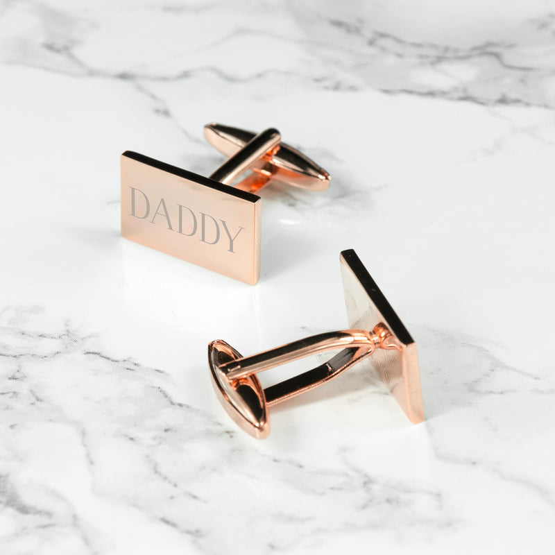 Personalised Rose Gold Plated Rectangle Cufflinks