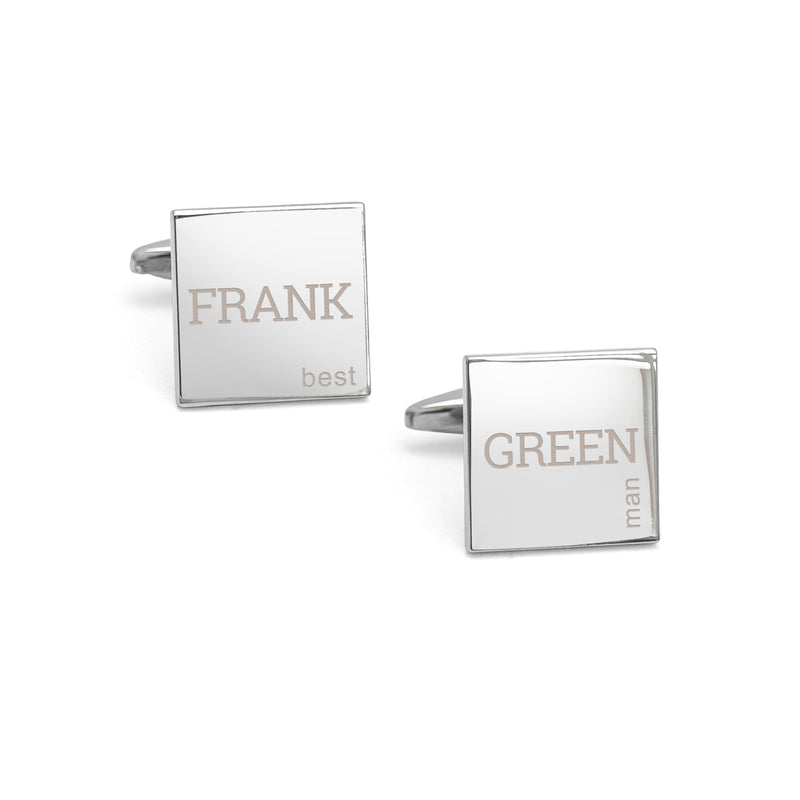 Personalised Contemporary Silver Plated Square Cufflink Set