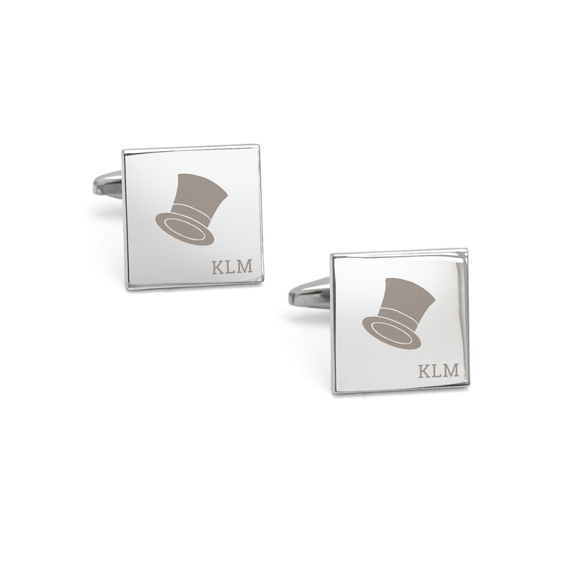 Personalised Silver Top Hat Cufflinks