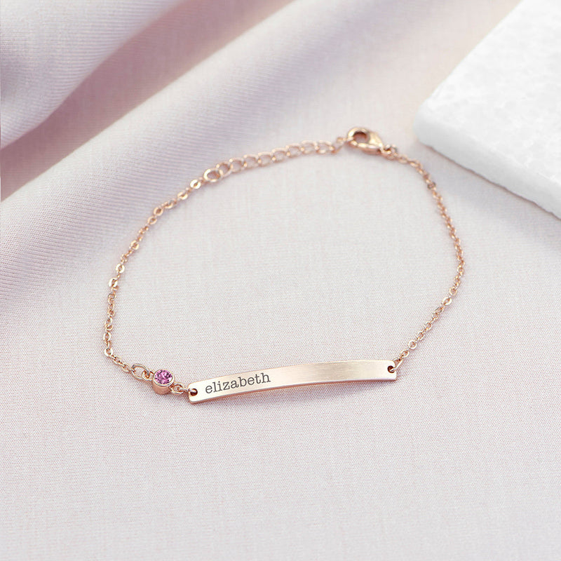 Personalised Rose Gold Birthstone Swarovski Crystal Bracelet