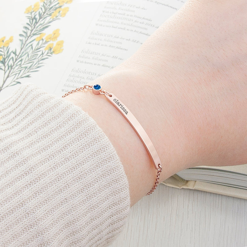 Personalised Rose Gold Birthstone Swarovski Crystal Bracelet