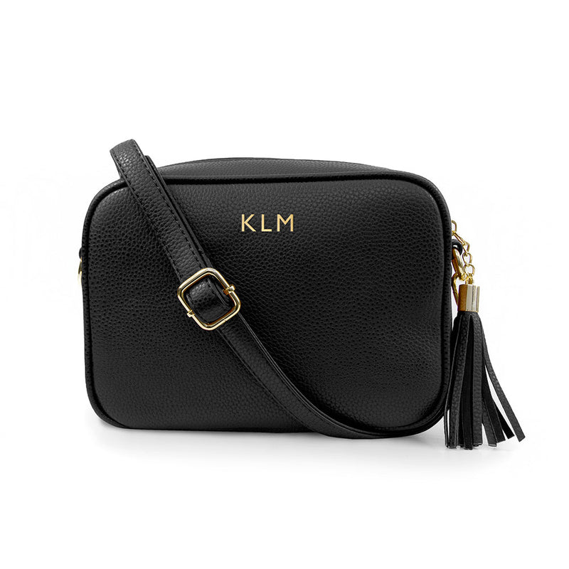 Personalised Luxury Crossbody Bag in Black