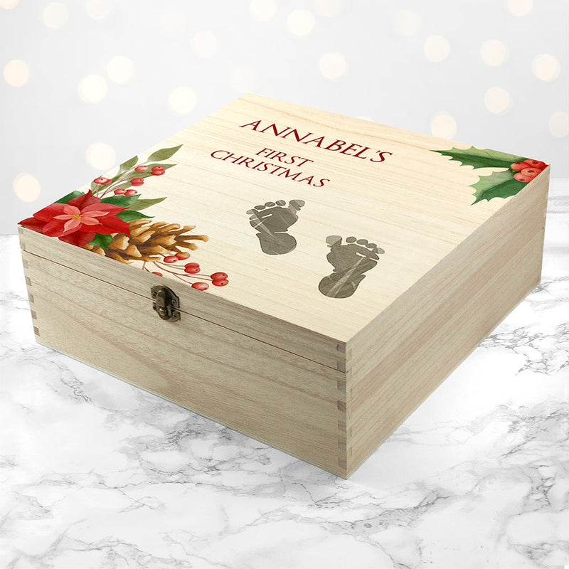 Personalised Baby's First Christmas Memento Box