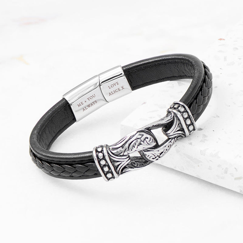 Personalised Men's Buckle Clasp Leather Bracelet