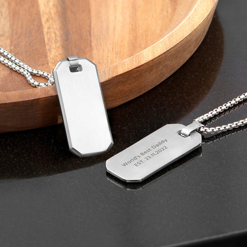 Personalised Men's Silver Dog Tag Necklace
