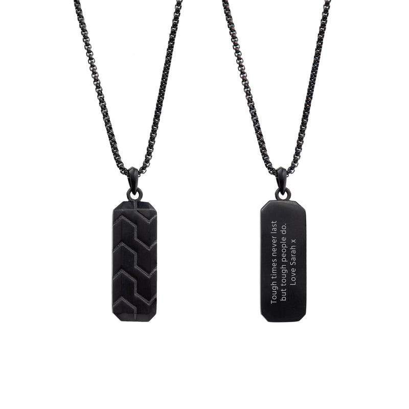 Personalised Men's Black Tyretread Necklace