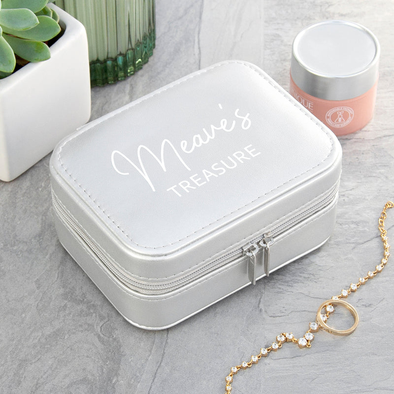 Personalised Metallic Silver 'My Treasure' Jewellery Case