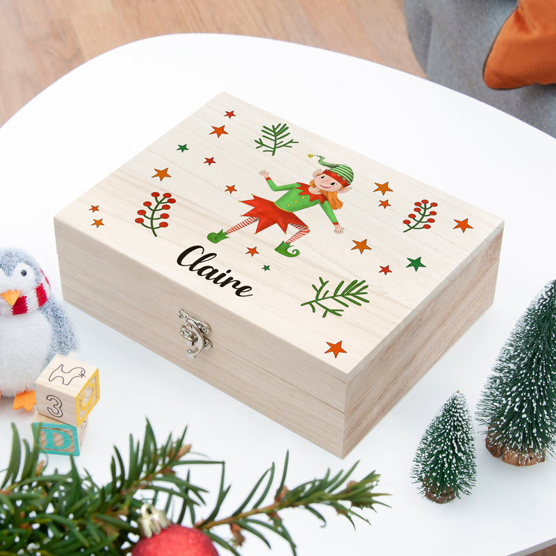 Personalised Girl Elf Christmas Eve Box