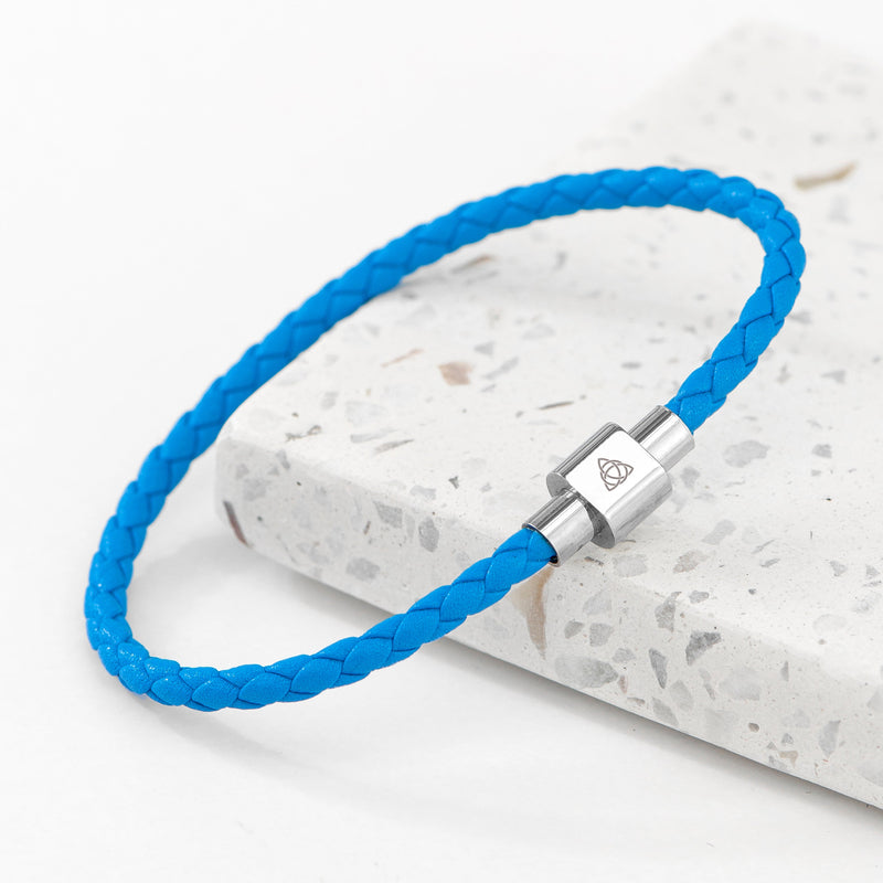 Personalised Men's Celtic Trinity Woven Leather Bracelet
