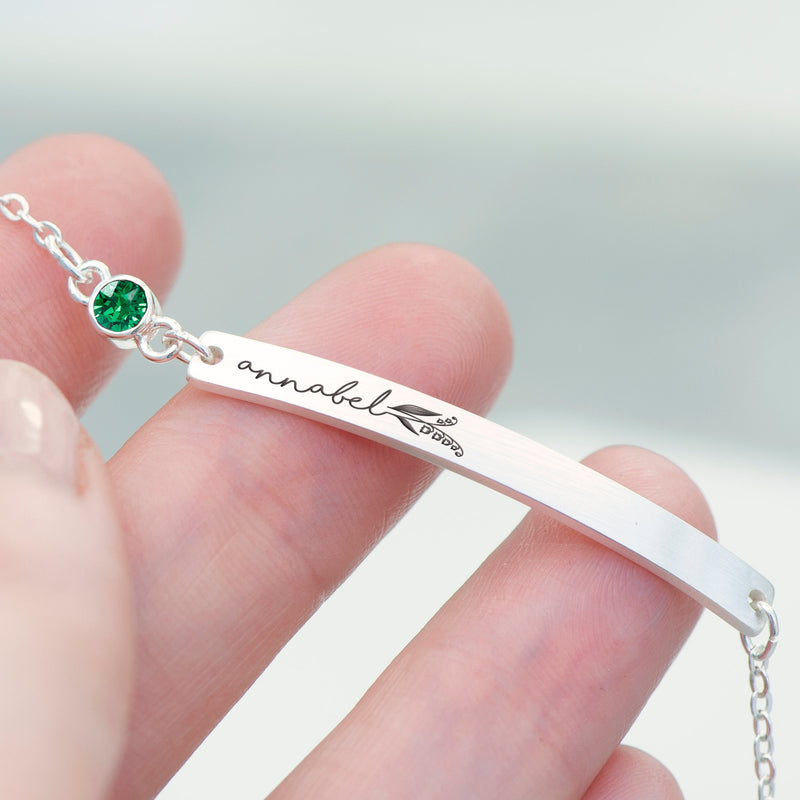 Personalised Silver Birth Flower Swarovski Crystal Bracelet