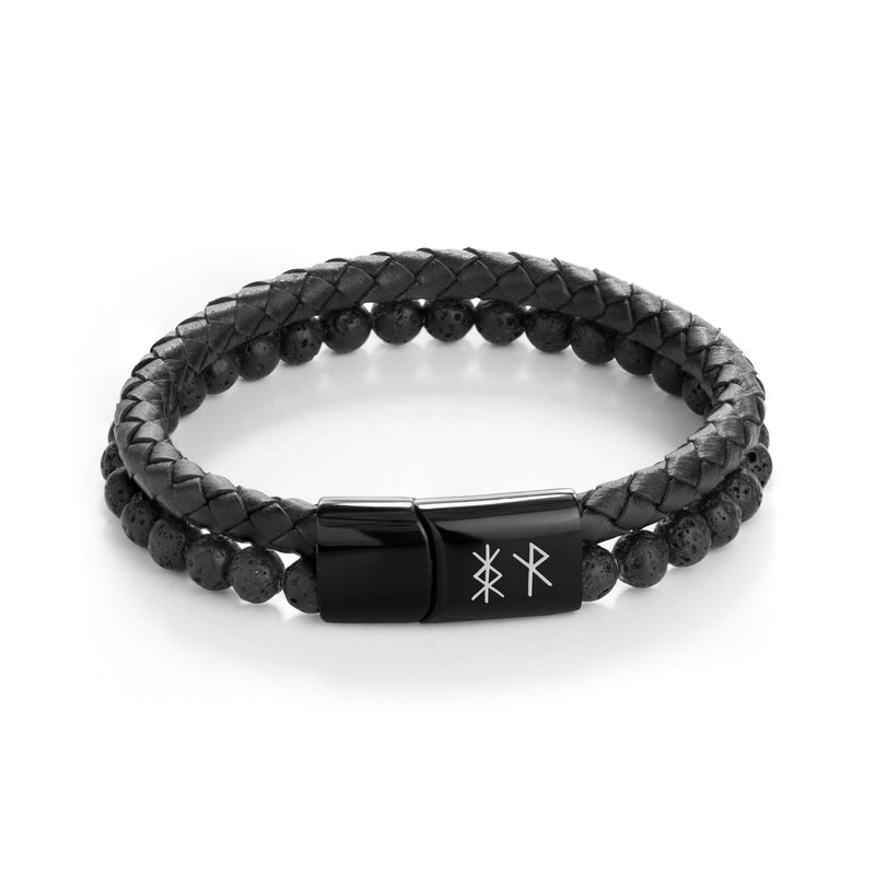 Personalised Men’s Black Rune Duo Bracelet