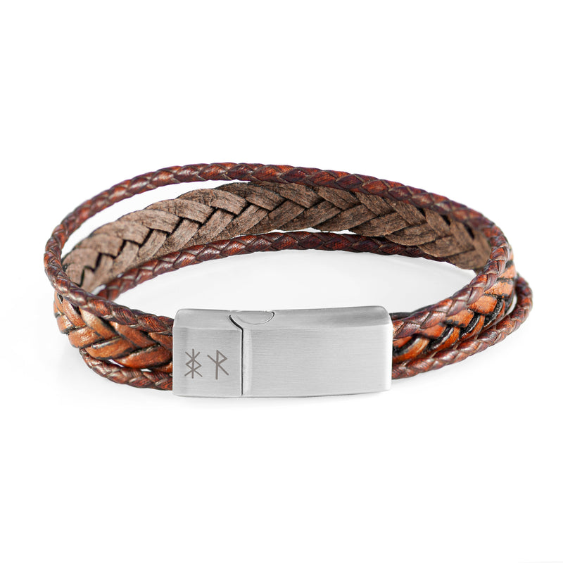 Personalised Men’s Brown Rune Woven Bracelet