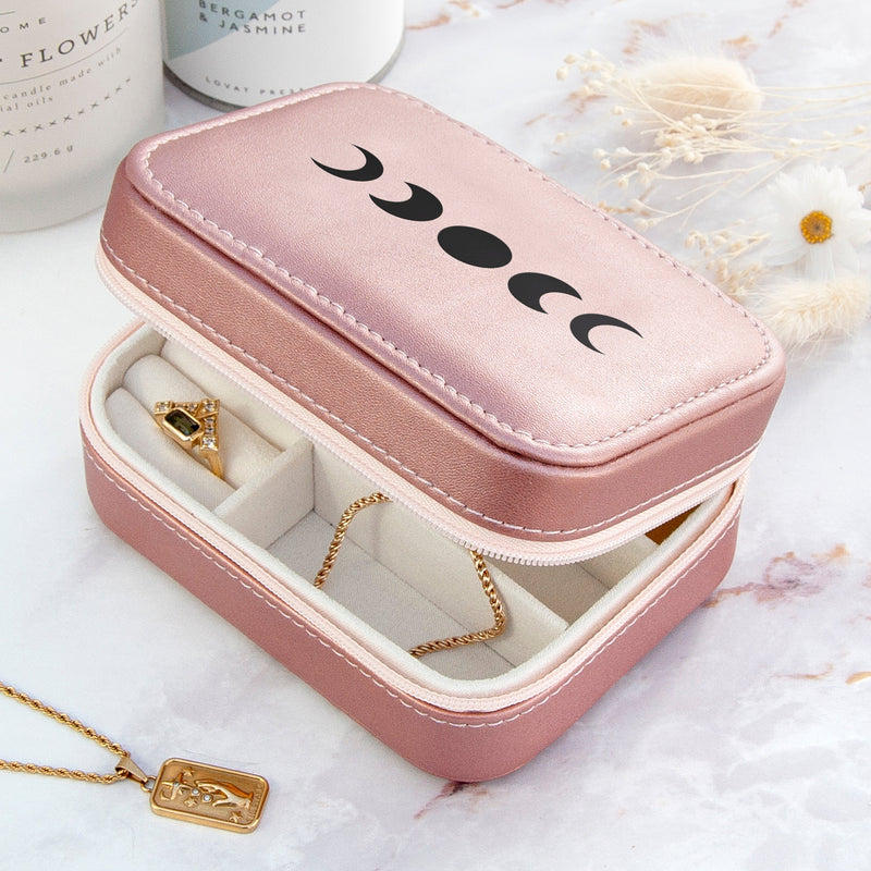 Metallic Pink Moon Phase Jewellery Case
