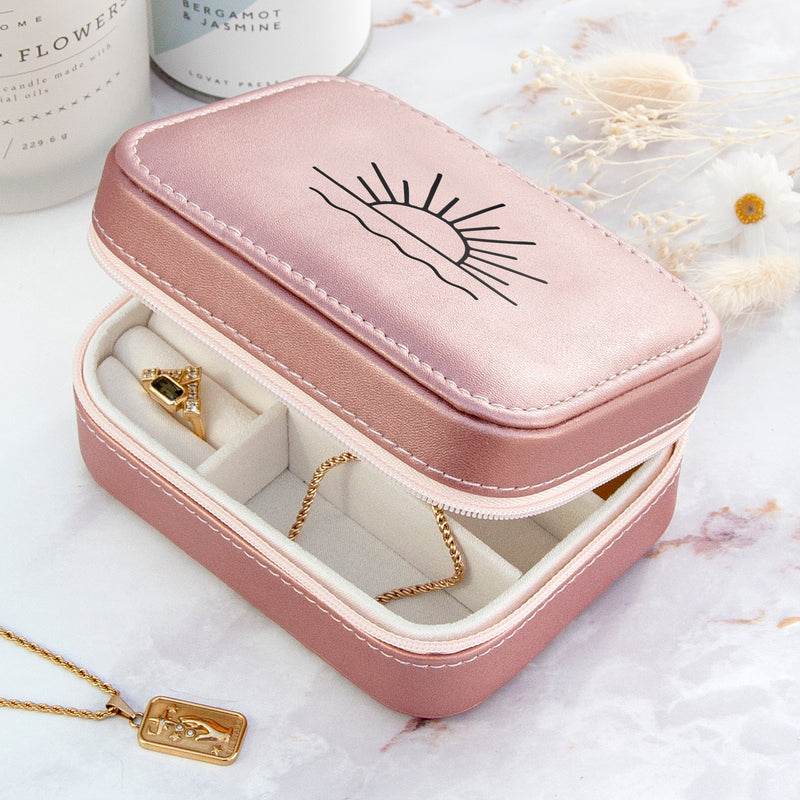 Customisable Pink Metallic Sunset Jewellery Case