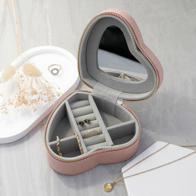 Customisable Moon Phase Pink Heart Jewellery Case