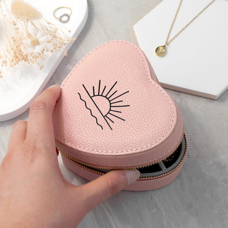 Sunset Pink Heart Jewellery Case