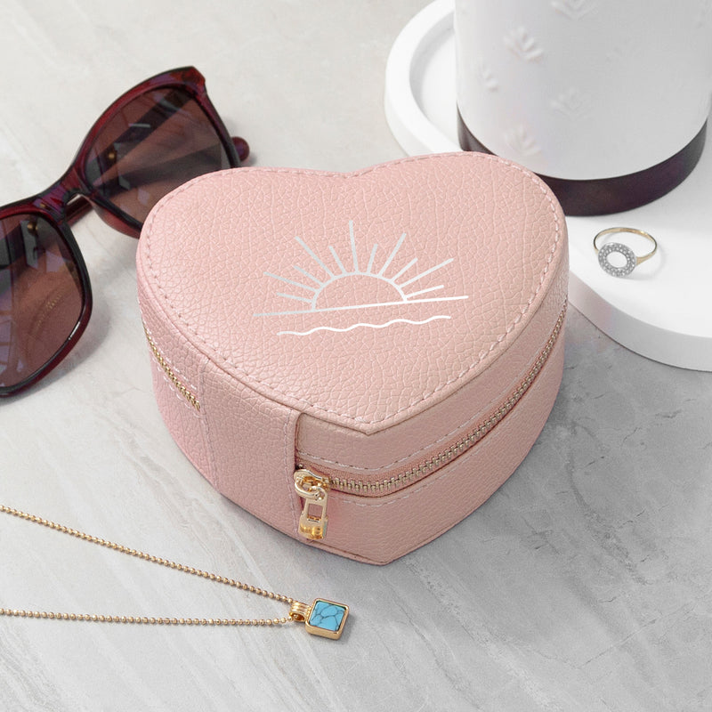 Sunset Pink Heart Jewellery Case