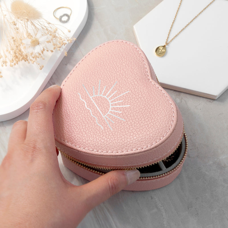 Sunset Pink Heart Jewellery Case