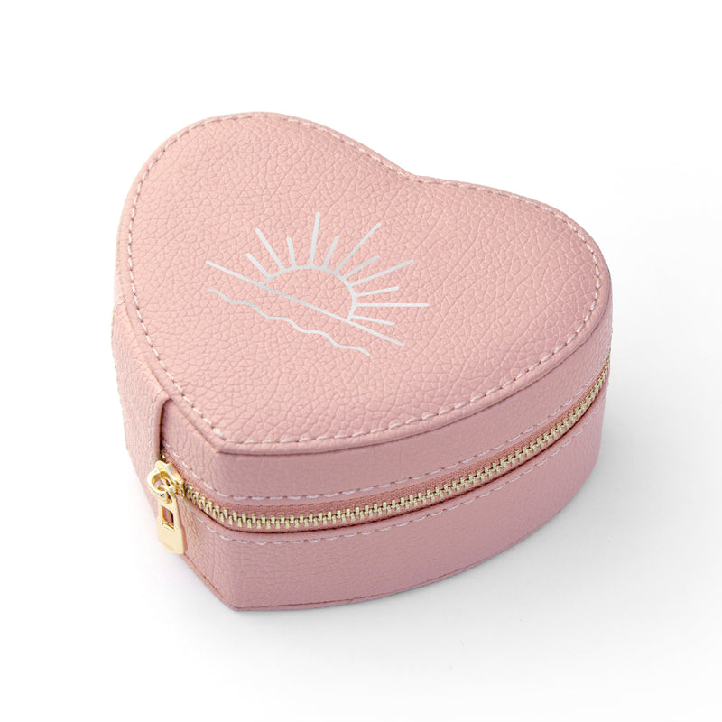 Sunset Pink Heart Jewellery Case