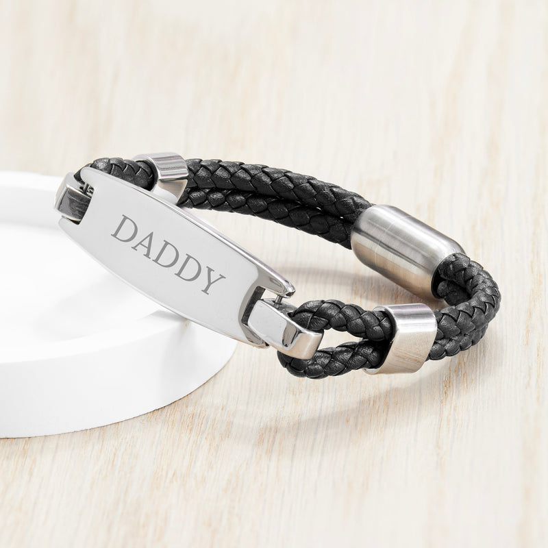 Personalised Men's Leather ID Bracelet
