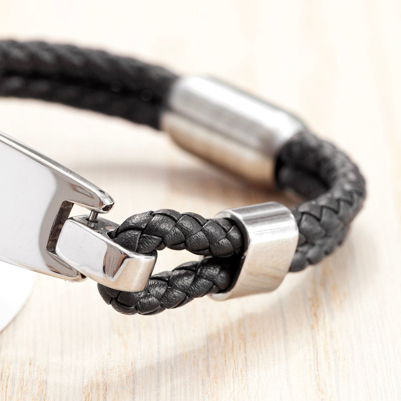 Personalised Men's Leather ID Bracelet
