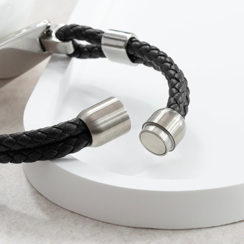 Personalised Men's Leather ID Bracelet
