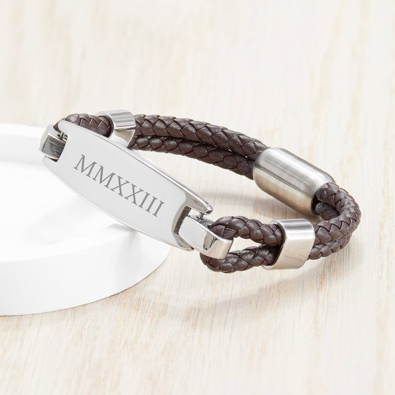 Personalised Men's Leather ID Bracelet