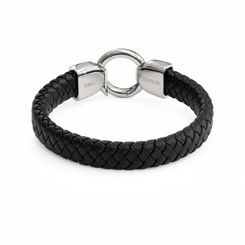 Personalised Men's Eternity Ring Leather Bracelet